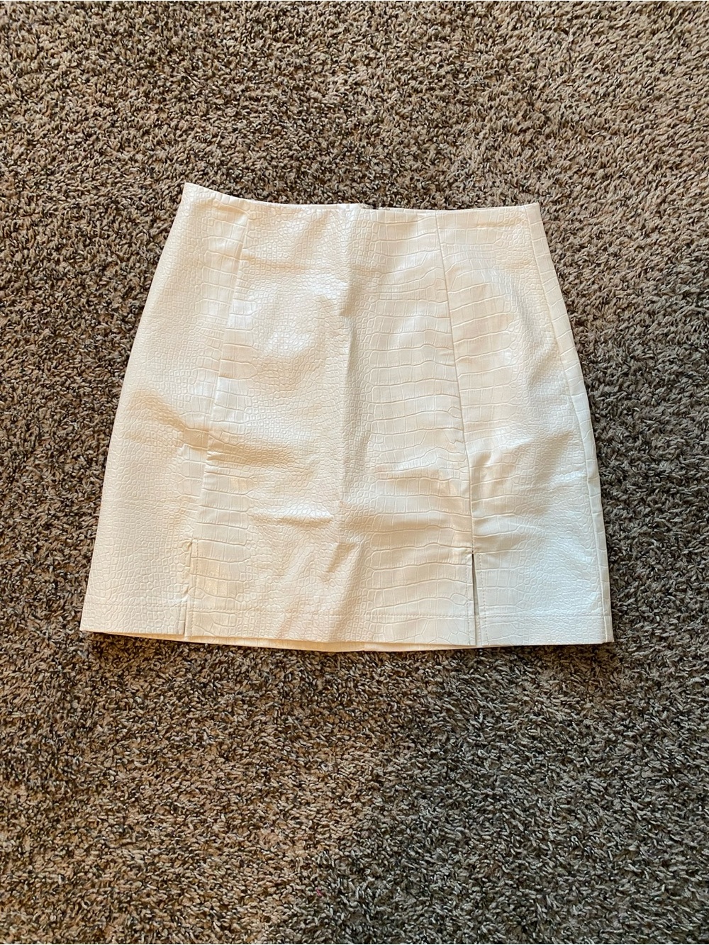 Alya White Faux-Croc Mini Skirt